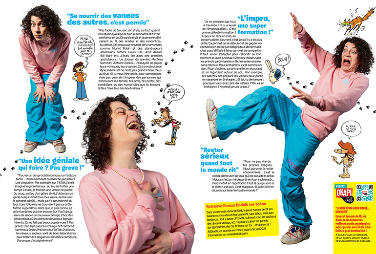 Se nourrir des vannes des autres, c'est permis. Article extrait du magazine Okapi n°1175, 1er avril 2023. Photo : Bertrand Desprez. Illustration : Giovanni Jouzeau.