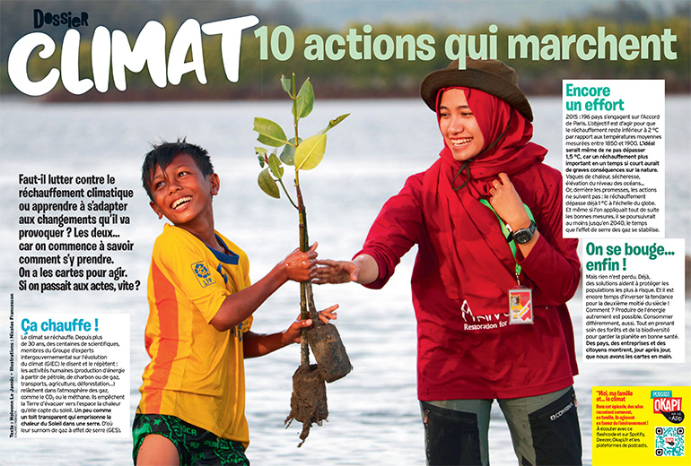 Climat : 10 actions qui marchent. Article extrait du magazine Okapi n°1177, 1er mai 2023. Photo : Amaly/Hemis.fr