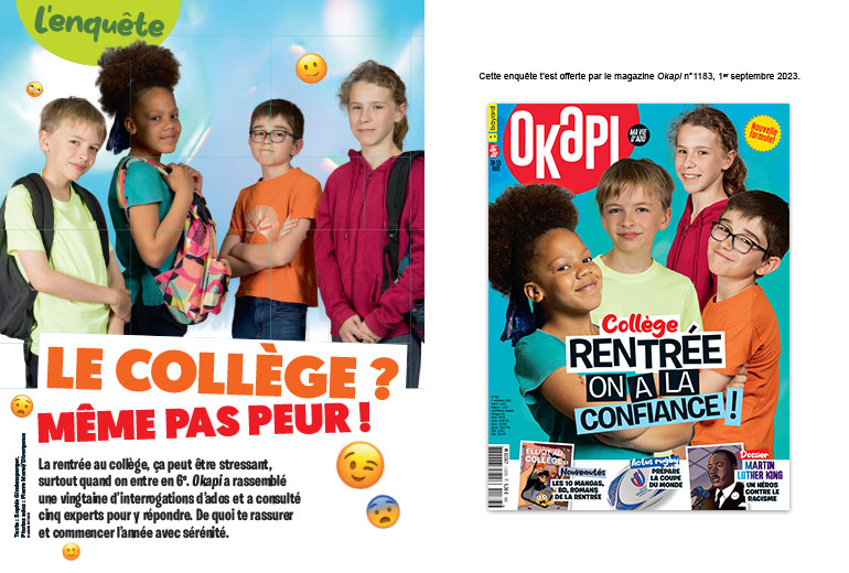 Le collège ? Même pas peur ! Article extrait du magazine Okapi n°1183, 1er septembre 2023. Photos : Pierre Morel/Divergence © Adobestock.