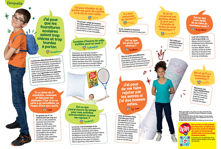 Le collège ? Même pas peur ! Article extrait du magazine Okapi n°1183, 1er septembre 2023. Photos : Pierre Morel/Divergence © Adobestock.