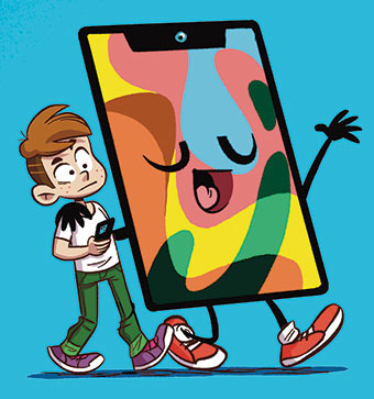 L'algorithme de TikTok décide seul de tout ce qui s’affiche sur ton fil principal. Que se passe-t-il dans ton cerveau quand tu es sur TikTok ?, article extrait du magazine Okapi n°1186, 15 octobre 2023. Illustration : Mouk.