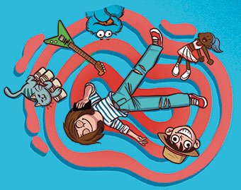 TikTok : le succès d'une machine implacable. Que se passe-t-il dans ton cerveau quand tu es sur TikTok ?, article extrait du magazine Okapi n°1186, 15 octobre 2023. Illustration : Mouk.