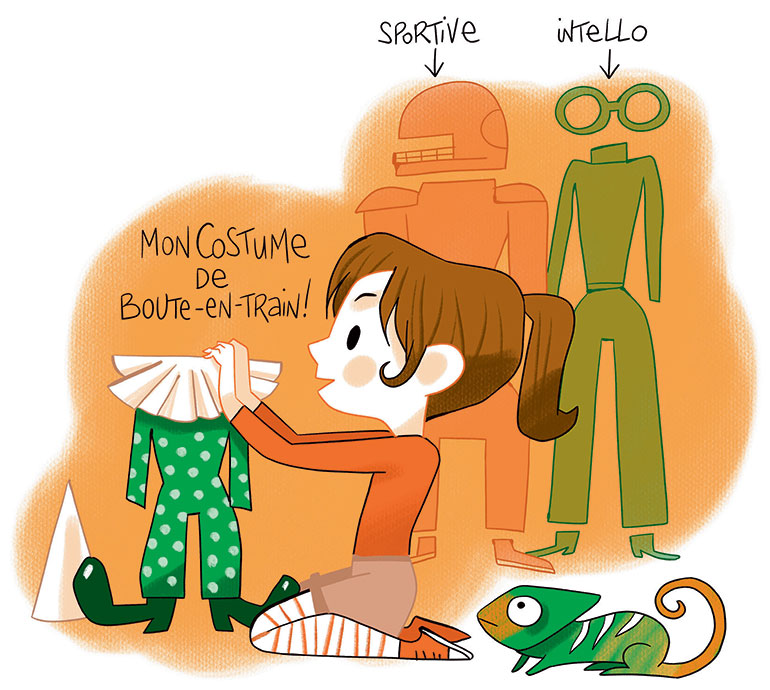 Le style vestimentaire permet d’affirmer son identité vis-à-vis du monde extérieur. Je manque de personnalité, c'est grave ?, article extrait du magazine Okapi n°1190, 15 décembre 2023. © Illustrations : Colonel Moutarde.