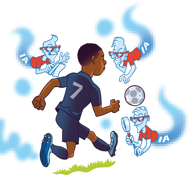 L'IA produit des pronostics, non des oracles. Ton année 2024 avec l'intelligence artificielle, article extrait du magazine Okapi n°1191, 1er janvier 2024. Illustrations : Guillaume Decaux.