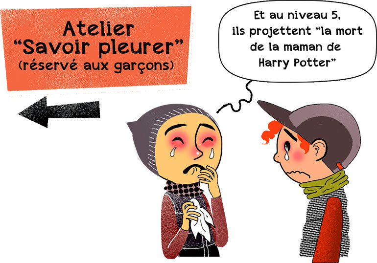 Les garçons et les hommes ont appris à taire leurs émotions. C’est quoi, être un garçon ?, article extrait du magazine Okapi n°1195, 1er mars 2024. Illustration : PrincessH.