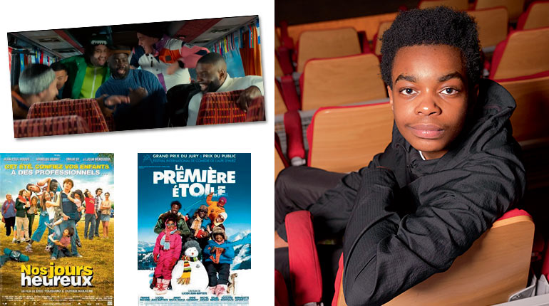 Lucas et les films : Les Segpa au ski, Nos jours heureux, La Première Étoile. Quel film te fait le plus rire ?, article extrait du magazine Okapi n°1197, 1er avril 2024. Photo : Gilles Leimdorfer - scène de film : YouTube.