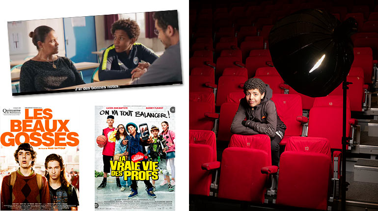 Bilal et les films : La vie scolaire, Les beaux gosses, La vraie vie des profs. Quel film te fait le plus rire ?, article extrait du magazine Okapi n°1197, 1er avril 2024. Photo : Gilles Leimdorfer - scène de film : YouTube.