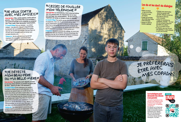 ”Comment le dire à tes parents&nbsp;?”, article extrait du magazine Okapi n°1164, 15 octobre 2022. Photos&nbsp;: Magali Delporte.