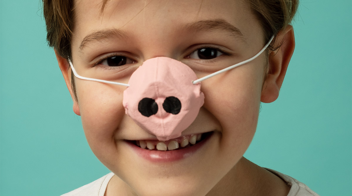 Déguisement enfant pour le carnaval : un nez de panthère, de renard ou de cochon.