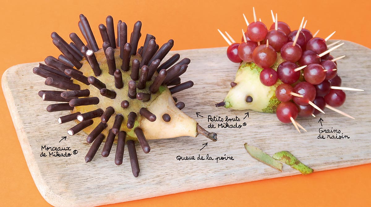 “Recette : Les hérissons poire”, Pomme d’Api n° 667, septembre 2021. Réalisation et photo : Hélo-Ita.