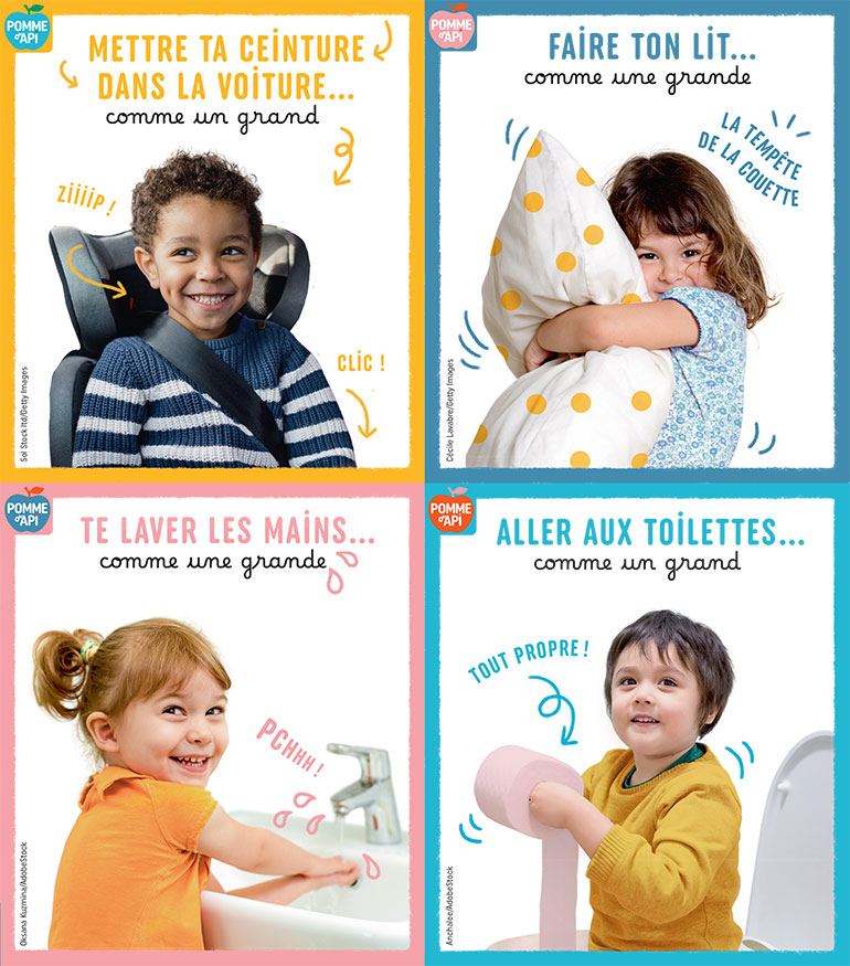 Mettre sa ceinture, faire son lit, se laver les mains et aller aux toilettes. Surprise : youpi, je fais tout seul !, Pomme d'Api n°695, janvier 2024. Illustrations : Marie-Élise Masson. Photos : Sol Stock ltd, Cécile Lavabre/Getty Images - Oksana Kuzmina, Anchalee//AdobeStock.