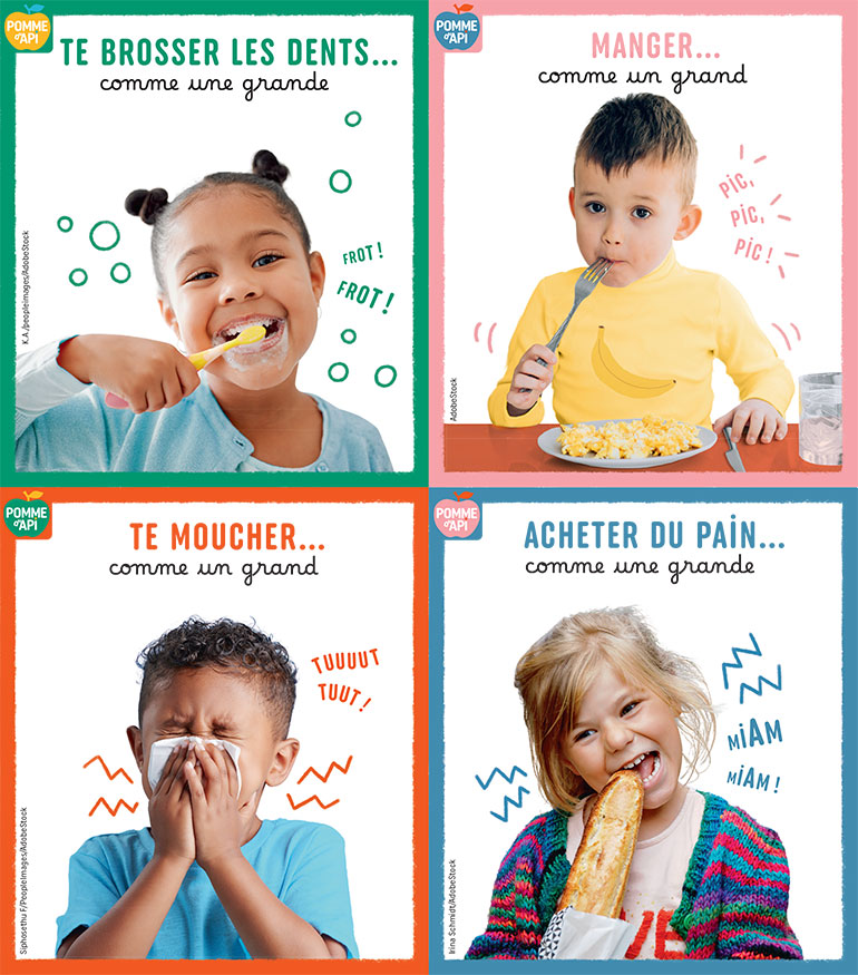Se brosser les dents, manger, se moucher, acheter du pain… : des “Cartes autonomie” pour faire tout seul comme un grand, avec Pomme d'Api n°695, janvier 2024.