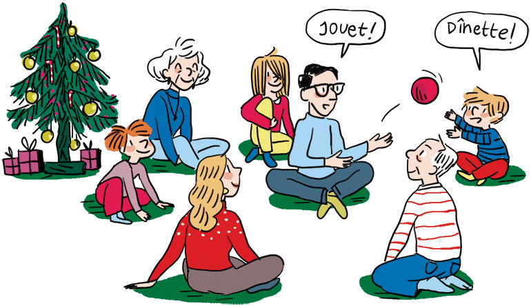 Jeu de Noël : la balle de Noël - Illustrations : Clotka. Supplément au n°610 de Pomme d'Api.
