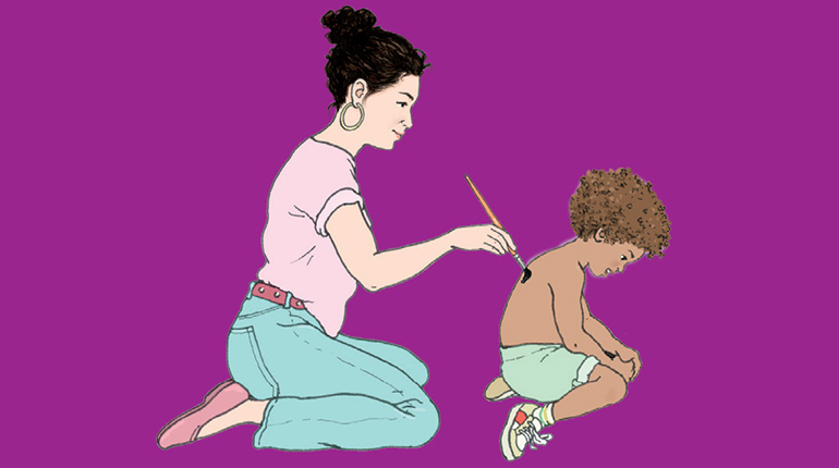Tuto détente : petits massages en famille, Pomme d'Api n°681, novembre 2022. Illustration : Alice Gravier.