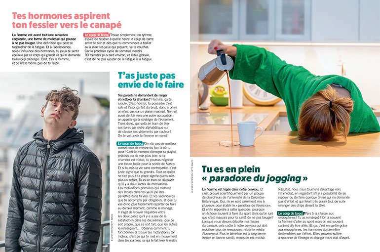 À l'adolescence, tes hormones aspirent ton fessier vers le canapé. Article extrait du magazine Phosphore n°547, 1er février 2023. Photos : Lena Ivanova/Getty Images - Henrik Soerensen/Getty Images.