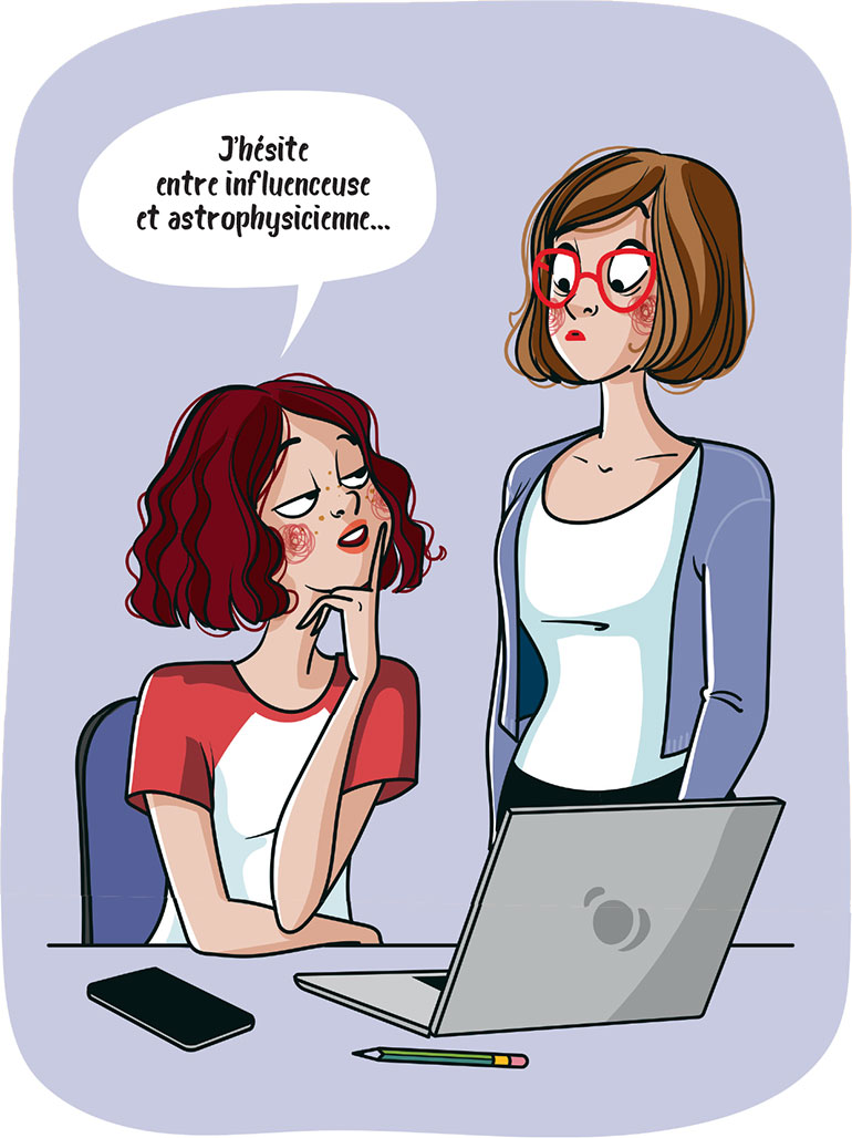 Si tu ne sais pas quoi faire : rassure tes parents et parle-leur des formations généralistes. Discute orientation avec tes parents… sans fights, article extrait du magazine Phosphore n°569, 1er février 2024. Illustration : Nathalie Jomard.