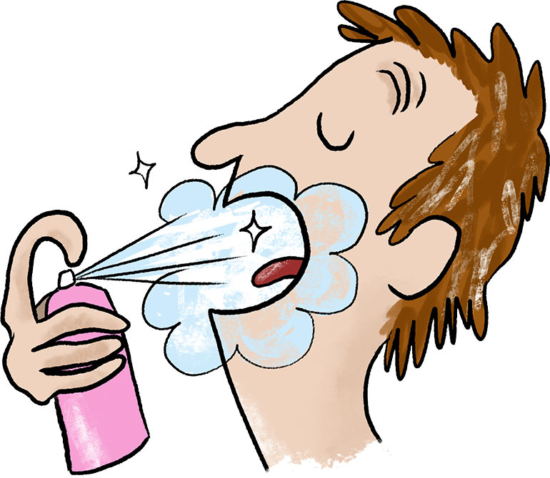 Hygiène des ados : “Tu as mauvaise haleine ?”, conseils à lire dans “Ça gratte, ça pue, ça pique”, article extrait du magazine Phosphore n°573, 1er avril 2024. Illustration : Zoé Thouron.