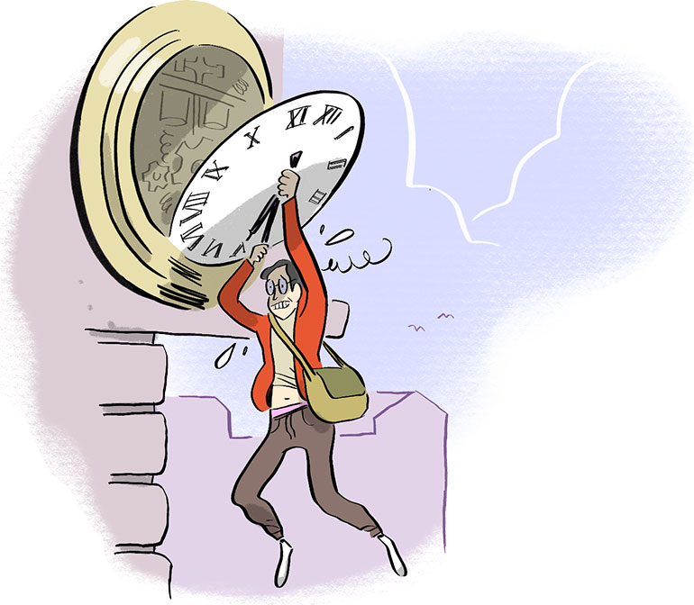 “Peut-on regarder l'heure pendant un oral ?”, Phosphore n° 577. © Illustration : Jérôme Sié.