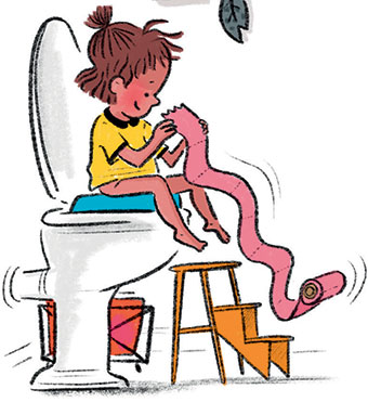 “Le vrai-faux du pot - Le pot sans stress”, supplément pour les parents du magazine Popi n°406, juin 2020. Texte : Joséphine Lebard. Illustrations : Isacile.