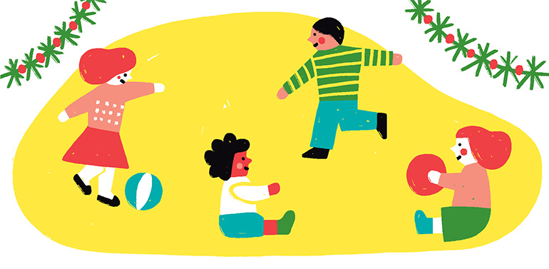 “Cadeaux de Noël : trouver la juste mesure”, supplément pour les parents du magazine Popi n°412, décembre 2020. Texte : Christine Lamiable. Illustrations : Liuna Virardi.