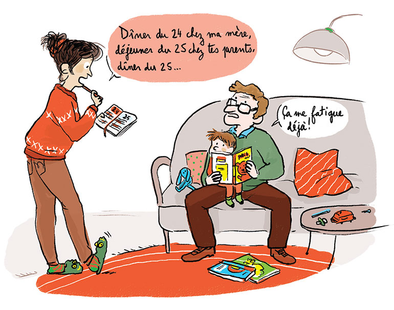 “Ses premiers Noëls : petits arrangements en famille”, supplément pour les parents du magazine Popi n°400, décembre 2019. Texte : Anne Bideault. Illustration : Zelda Zonk.