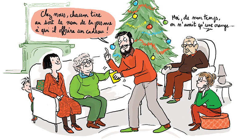 “Ses premiers Noëls : petits arrangements en famille”, supplément pour les parents du magazine Popi n°400, décembre 2019. Texte : Anne Bideault. Illustration : Zelda Zonk.