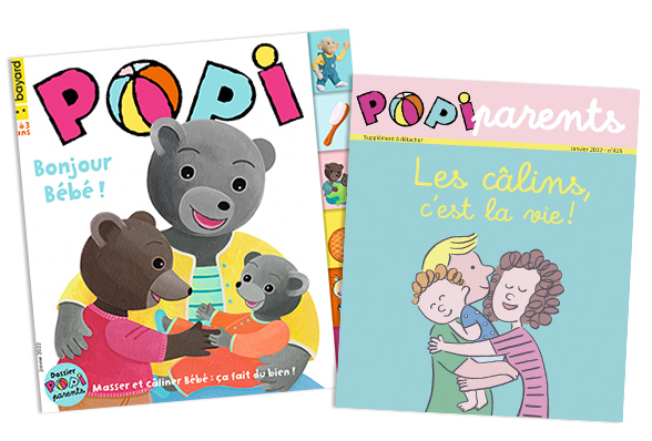Couverture du magazine Popi n°425, janvier 2022 - Bonjour Bébé ! - et son supplément pour les parents