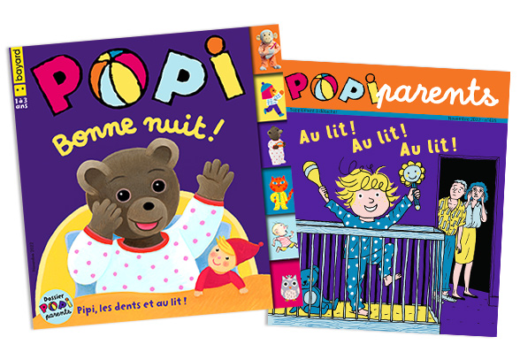 Couverture du magazine Popi n°435, novembre 2022 - Bonne nuit ! - Supplément pour les parents : Au lit ! Au lit ! Au lit !