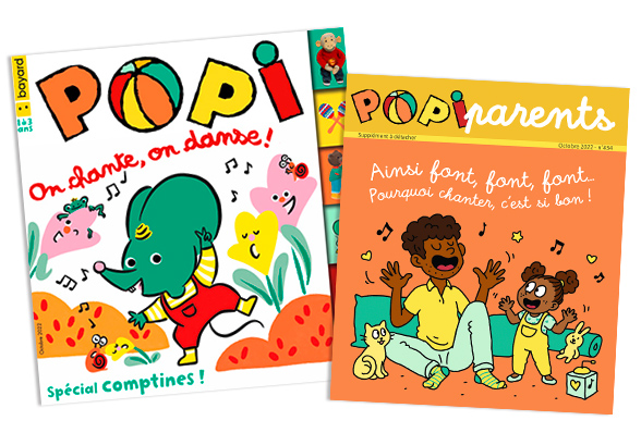 Couverture du magazine Popi n°434, octobre 2022 - On chante, on danse ! - Supplément pour les parents : “Ainsi font, font, font… Pourquoi chanter, c'est si bon !”