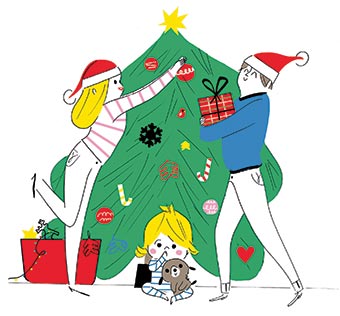 “L’empreinte des premiers Noëls sur un tout-petit”, supplément pour les parents du magazine Popi n° 388, décembre 2018. Texte&nbsp;: Anne Bideault. Illustrations&nbsp;: Sophie Bouxom.