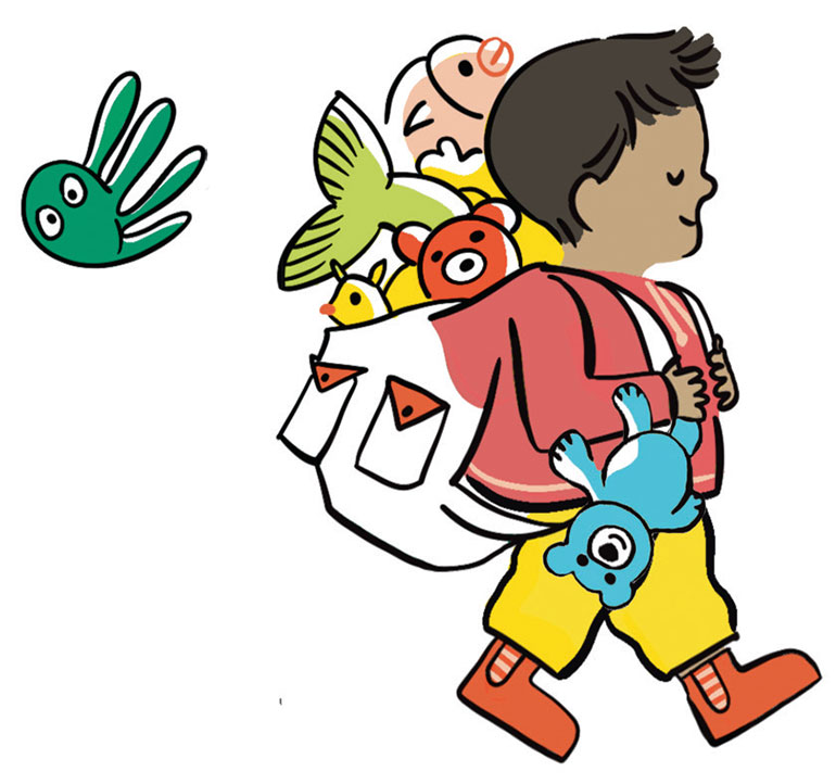 “À la crèche, chez la nounou… comment lui dire au revoir ?”, supplément pour les parents du magazine Popi n°409, septembre 2020. Illustration : Claire Le Meil. 