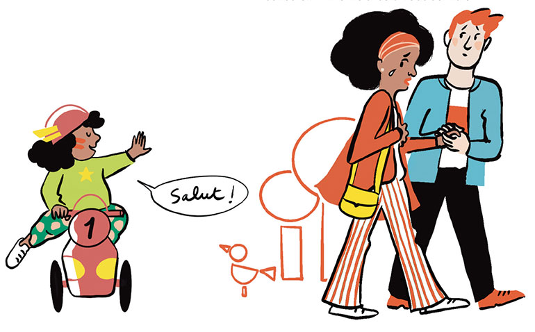 “À la crèche, chez la nounou… comment lui dire au revoir ?”, supplément pour les parents du magazine Popi n°409, septembre 2020. Illustration : Claire Le Meil. 