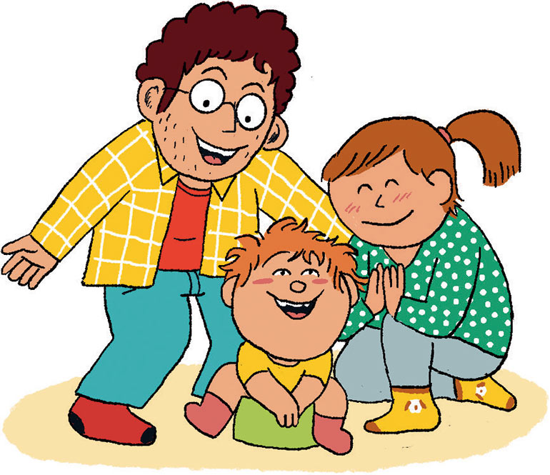 La continence est un apprentissage essentiel pour l'enfant, alors partagez votre joie avec lui. Pipi, caca, ne tournons pas autour du pot !, supplément pour les parents du magazine Popi n°441, mai 2023. Illustration : Jean-François Biguet.