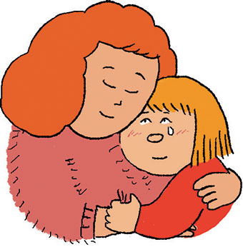 En cas de petit accident, consolez votre enfant, expliquez-lui qu'il est en train d'apprendre. Pipi, caca, ne tournons pas autour du pot !, supplément pour les parents du magazine Popi n°441, mai 2023. Illustration : Jean-François Biguet.