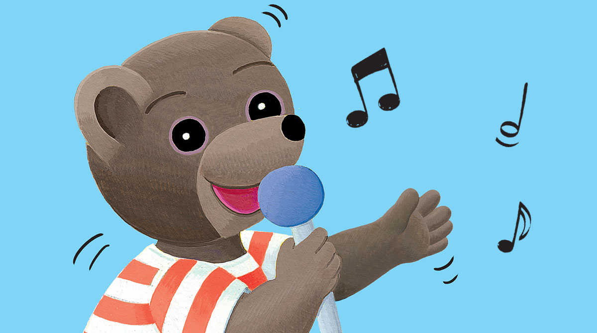 4 comptines et chansons Petit Ours Brun à écouter, Popi n°442, juin 2023. Illustration : Céline Bour-Chollet, Danièle Bour et Laura Bour.