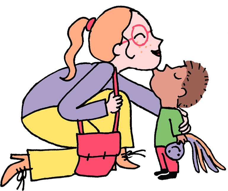 Partir en cachette, quand l’enfant a le dos tourné, c’est terrible ! Il vaut toujours mieux se dire, rapidement mais clairement, “Au revoir, à ce soir !”