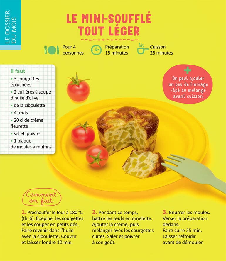 Le mini-soufflé tout léger, extrait de l'article Miam, c'est l'été ! 3 recettes faciles, supplément pour les parents du magazine Popi n°444, août 2023. Photo : Benoît Pelletier.