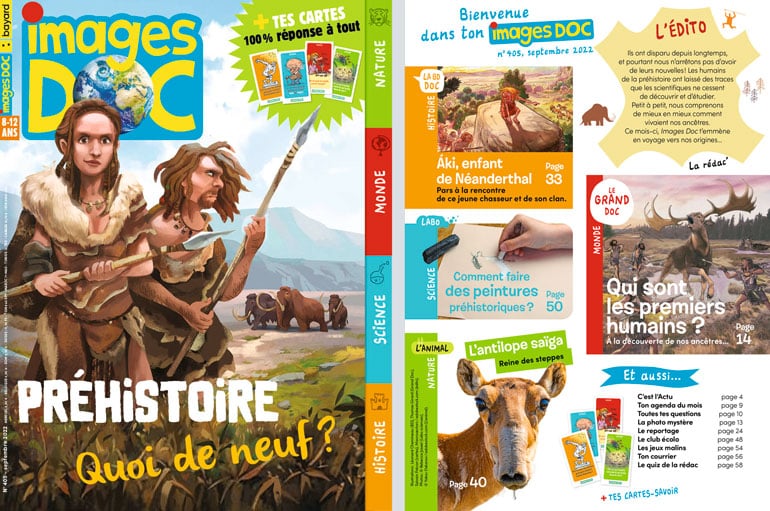 Sommaire du magazine Images Doc n°405, septembre 2022 - Préhistoire : quoi de neuf ?