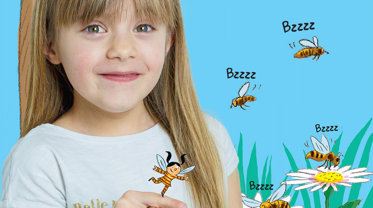 “Pourquoi les abeilles bourdonnent&nbsp;?” Youpi 405, juin 2022. © Photo&nbsp;: Rebecca Josset. Illustration&nbsp;: Rémi Saillard.