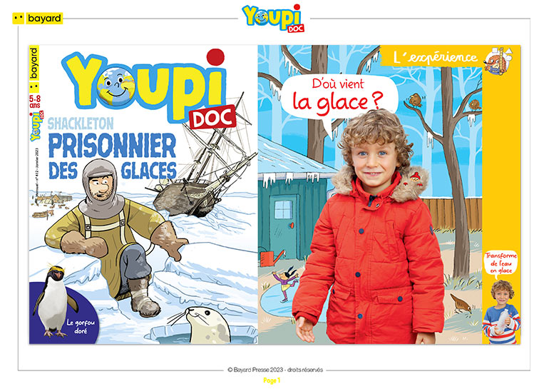 D'où vient la glace ? Youpi n°412, janvier 2023. Photo : Rebecca Josset. Illustration : Rémi Saillard.