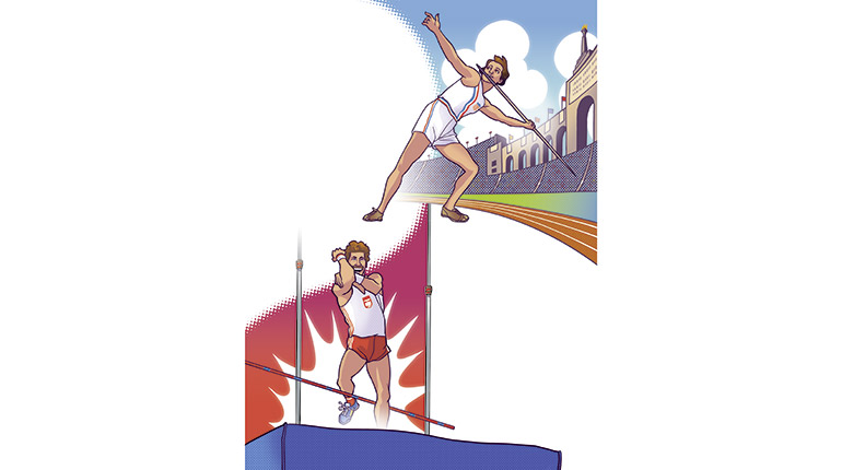 Mildred “Babe” Didrikson, Wladyslaw Kozakiewicz. Nos héros des JO, article extrait du magazine Okapi n°1204 du 1er août 2024. Illustration : Guillaume Decaux.