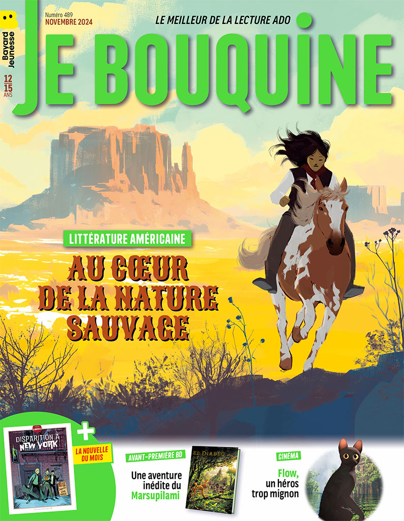 Couverture du magazine Je bouquine n°489, novembre 2024 - Littérature américaine : au cœur de la nature sauvage.