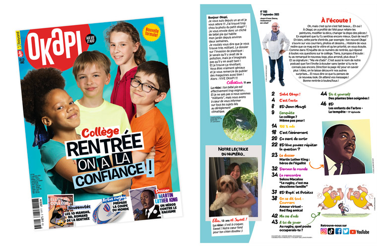 Nouvelle formule du magazine Okapi ! Numéro 1183, 1er septembre.