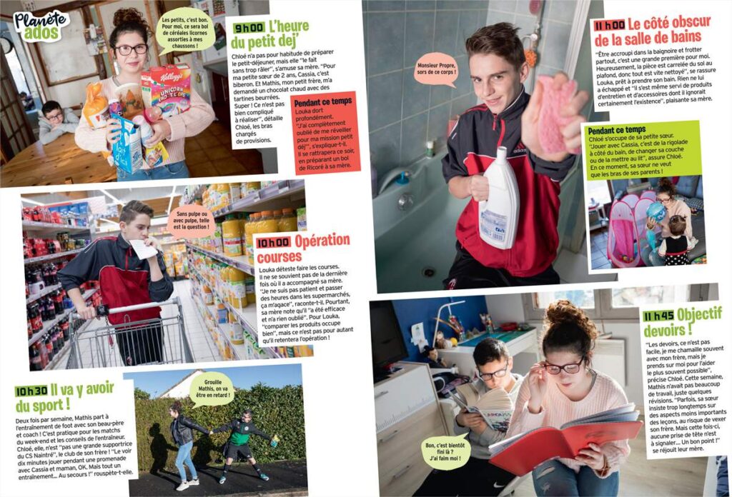 “Vis ma vie de parent”, Okapi n° 1065, 1er avril 2018. Textes : Lola Blassieaux ; Photos : Gilles Leimdorfer.