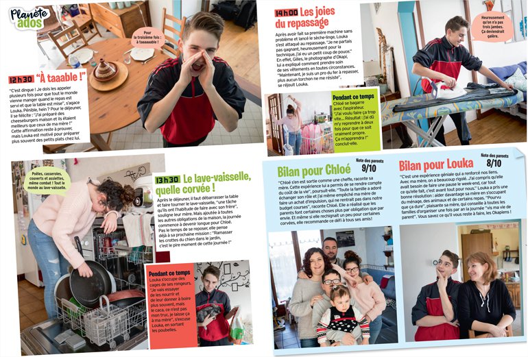 “Vis ma vie de parent”, Okapi n° 1065, 1er avril 2018. Textes : Lola Blassieaux ; Photos : Gilles Leimdorfer.