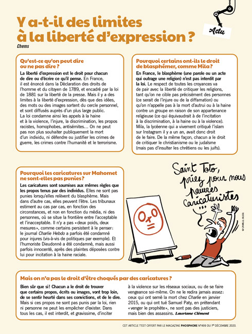 Y a-t-il des limites à la liberté d'expression - Phosphore n°499