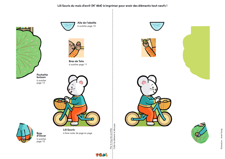 Téléchargez et imprimez les éléments de “Lili Souris à la chasse aux œufs” - Popi, n°464, avril 2025 - Illustrations : Anett Hardy.