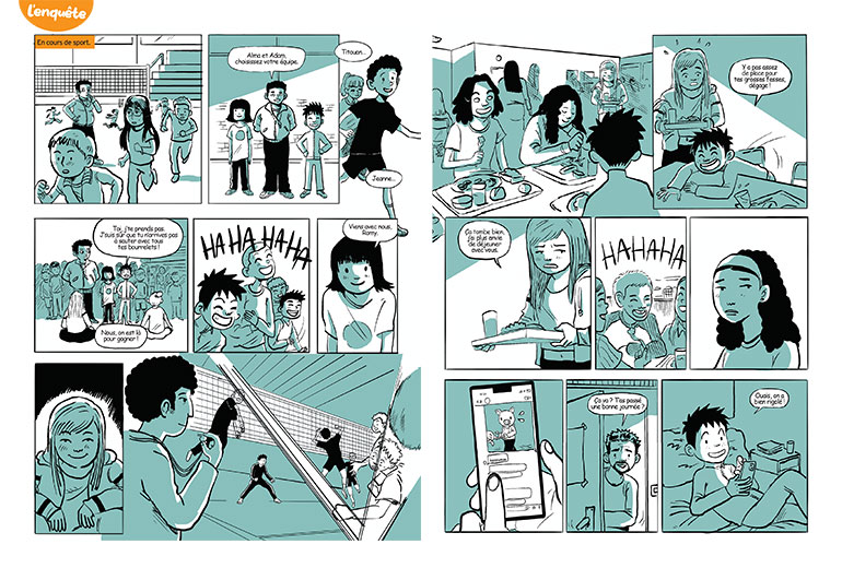 “Le petit harceleur”, une BD extraite du magazine Okapi n° 1232. Textes : Juliette Sausse. Illustrations : Dimitri Zegboro.