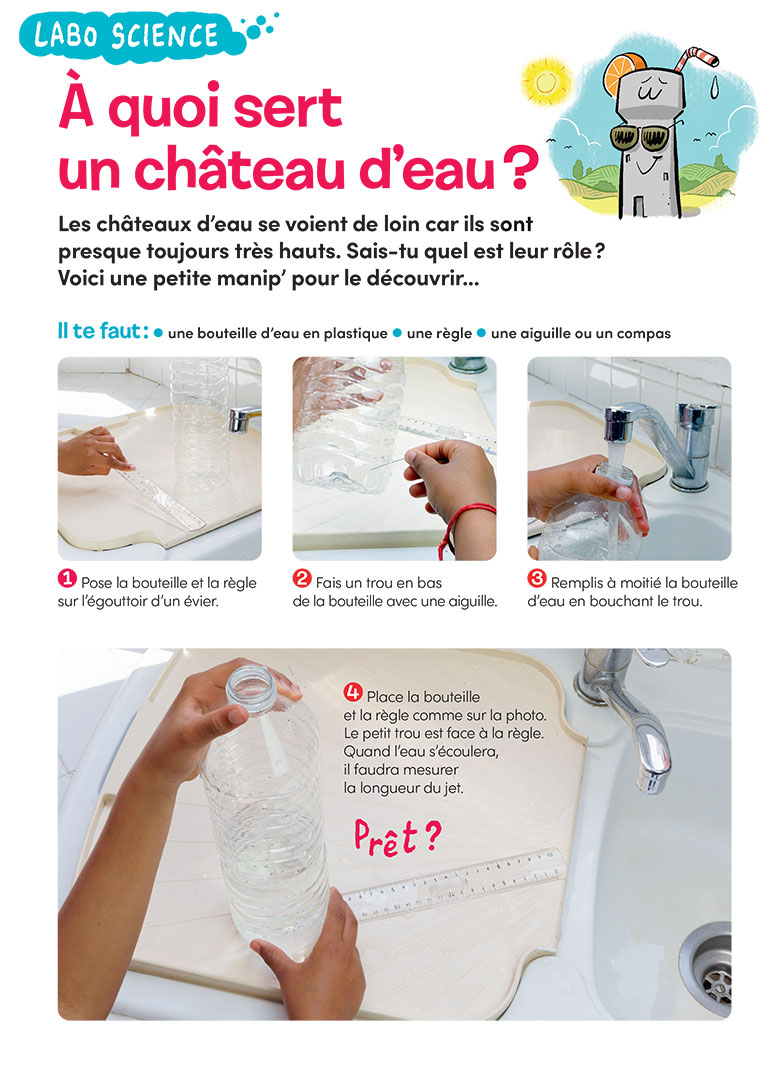 “Labo science : à quoi sert un château d’eau ?”, Images Doc n°404, août 2022. Photos : Rebecca Josset. Illustrations : Jérôme Sié.