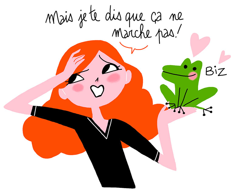 Illustration : Colonel Moutarde. Un baiser si je veux. Hors-série du magazine Okapi : 100 questions de filles et garçons. Été 2023.